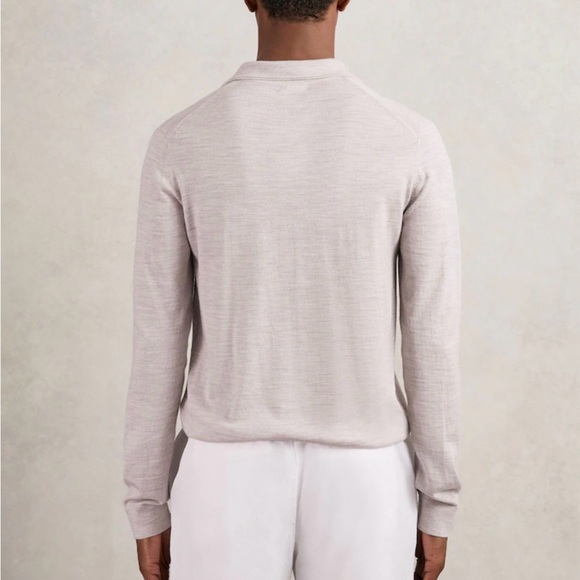 Reiss wicker brown melange polo merino wool sweater - Picture 3 of 6